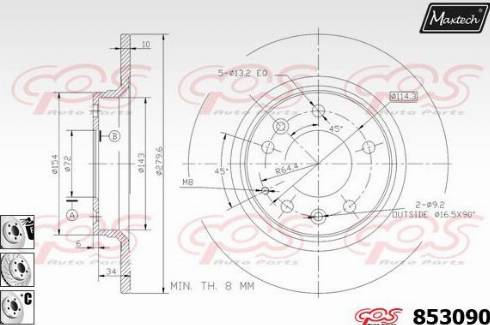 Maxtech 853090.6880 - Brake Disc autospares.lv