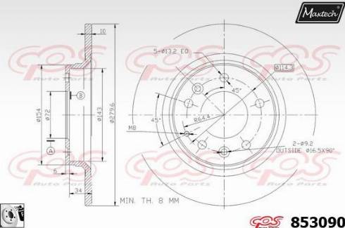 Maxtech 853090.0080 - Brake Disc autospares.lv