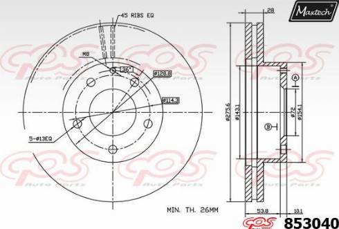 Maxtech 853040.0000 - Brake Disc autospares.lv