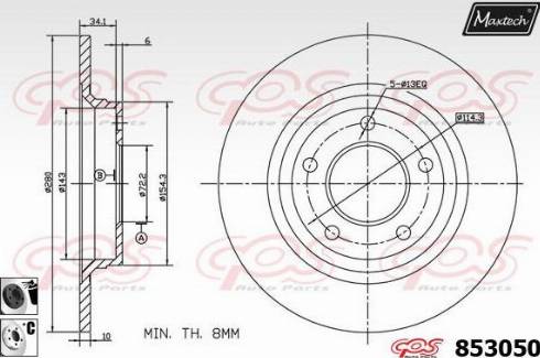 Maxtech 853050.6060 - Brake Disc autospares.lv