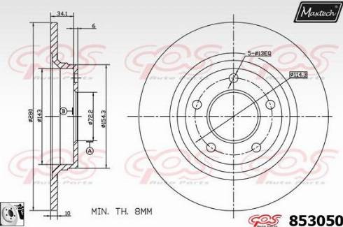 Maxtech 853050.0080 - Brake Disc autospares.lv