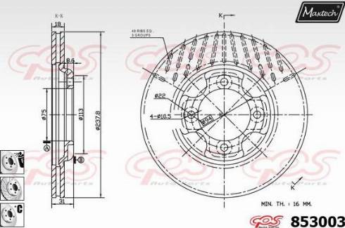 Maxtech 853003.6880 - Brake Disc autospares.lv