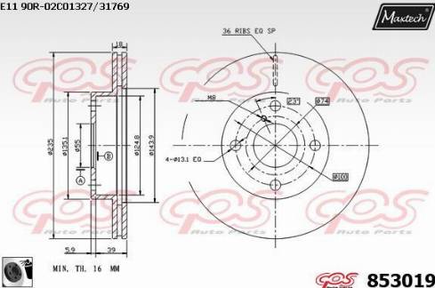 Maxtech 853019.0060 - Brake Disc autospares.lv