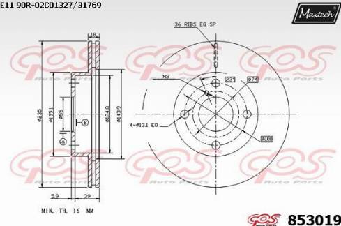 Maxtech 853019.0000 - Brake Disc autospares.lv