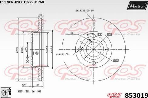 Maxtech 853019.0080 - Brake Disc autospares.lv