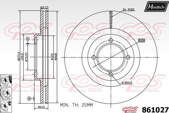 Maxtech 873604 - Brake Disc autospares.lv