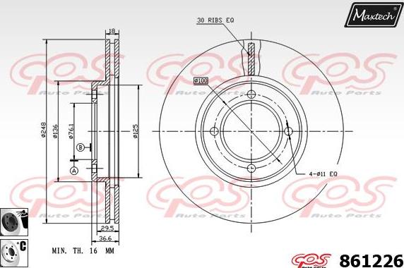 Maxtech 853012 - Brake Disc autospares.lv