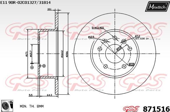 Maxtech 853086 - Brake Disc autospares.lv