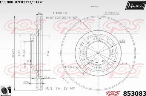 Maxtech 853083.0060 - Brake Disc autospares.lv