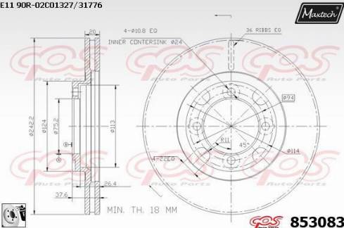 Maxtech 853083.0080 - Brake Disc autospares.lv