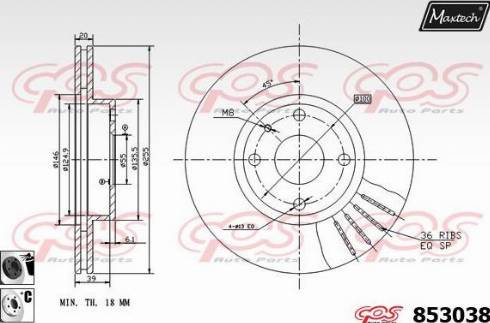 Maxtech 853038.6060 - Brake Disc autospares.lv