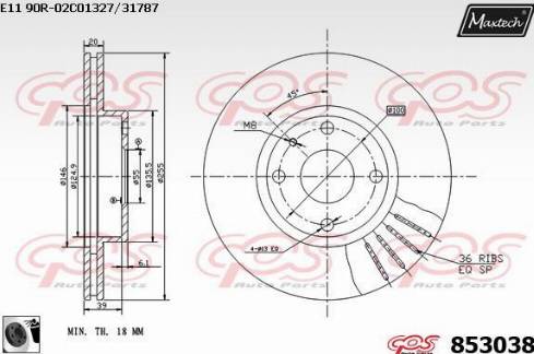 Maxtech 853038.0060 - Brake Disc autospares.lv