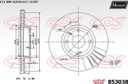 Maxtech 853038.0000 - Brake Disc autospares.lv