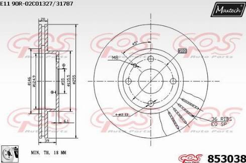 Maxtech 853038.0080 - Brake Disc autospares.lv