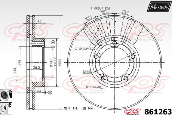 Maxtech 853038 - Brake Disc autospares.lv