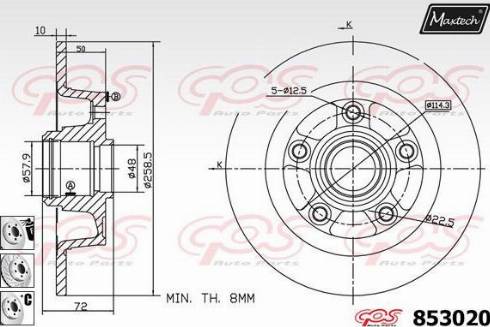 Maxtech 853020.6880 - Brake Disc autospares.lv