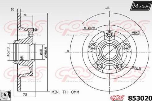 Maxtech 853020.0080 - Brake Disc autospares.lv