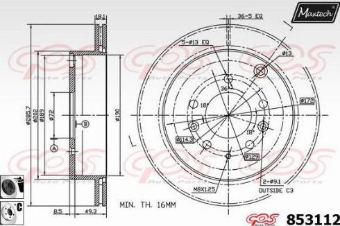 Maxtech 853112.6060 - Brake Disc autospares.lv