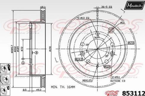 Maxtech 853112.6880 - Brake Disc autospares.lv