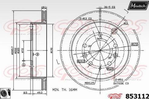 Maxtech 853112.0060 - Brake Disc autospares.lv