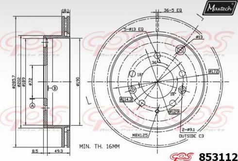 Maxtech 853112.0000 - Brake Disc autospares.lv