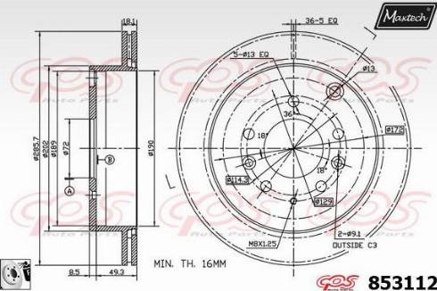 Maxtech 853112.0080 - Brake Disc autospares.lv