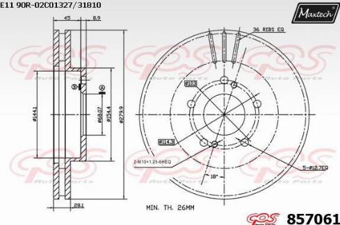 Maxtech 857061.0000 - Brake Disc autospares.lv