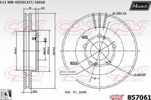 Maxtech 857061.0080 - Brake Disc autospares.lv