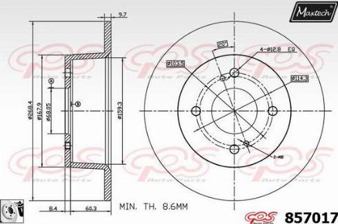 Maxtech 857017.0080 - Brake Disc autospares.lv