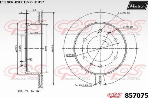 Maxtech 857075.0000 - Brake Disc autospares.lv