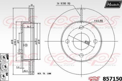 Maxtech 857150.6880 - Brake Disc autospares.lv