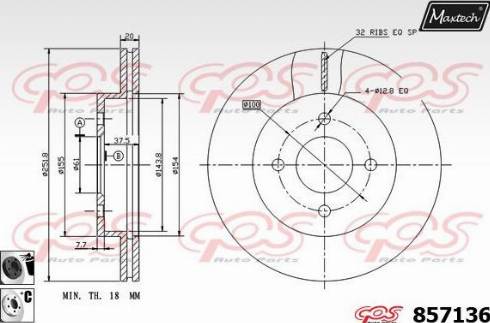 Maxtech 857136.6060 - Brake Disc autospares.lv