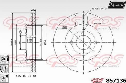 Maxtech 857136.6880 - Brake Disc autospares.lv