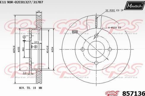 Maxtech 857136.0000 - Brake Disc autospares.lv