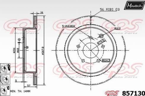 Maxtech 857130.6880 - Brake Disc autospares.lv