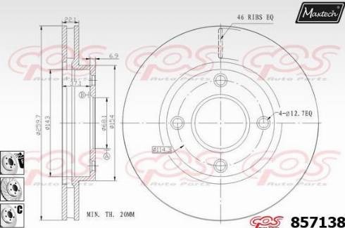 Maxtech 857138.6880 - Brake Disc autospares.lv