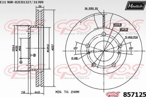 Maxtech 857125.0000 - Brake Disc autospares.lv