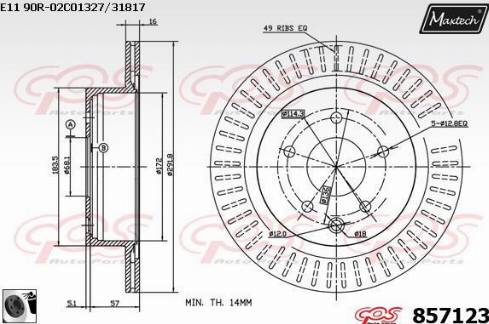 Maxtech 857123.0060 - Brake Disc autospares.lv