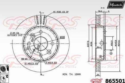 Maxtech 865501.6060 - Brake Disc autospares.lv