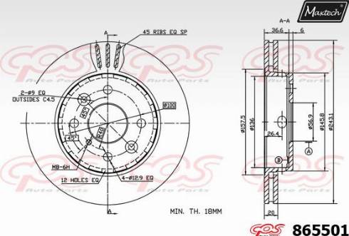 Maxtech 865501.0000 - Brake Disc autospares.lv