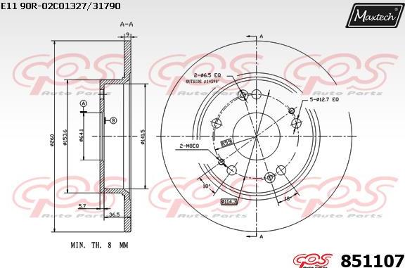 Maxtech 865501 - Brake Disc autospares.lv