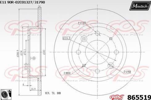 Maxtech 865519.0060 - Brake Disc autospares.lv