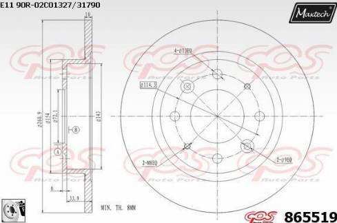 Maxtech 865519.0080 - Brake Disc autospares.lv