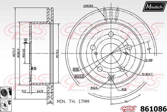 Maxtech 865519 - Brake Disc autospares.lv