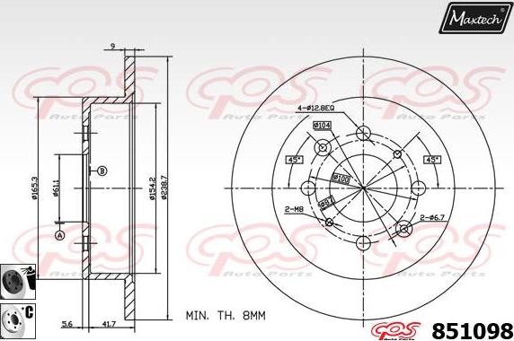 Maxtech 865515 - Brake Disc autospares.lv