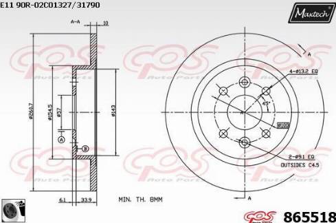 Maxtech 865518.0060 - Brake Disc autospares.lv