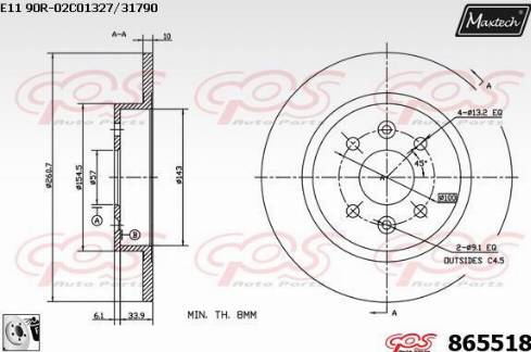 Maxtech 865518.0080 - Brake Disc autospares.lv