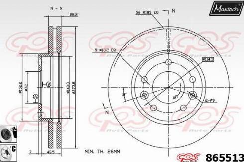 Maxtech 865513.6060 - Brake Disc autospares.lv