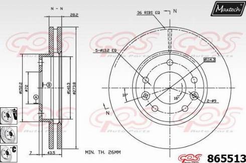 Maxtech 865513.6880 - Brake Disc autospares.lv