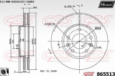 Maxtech 865513.0060 - Brake Disc autospares.lv